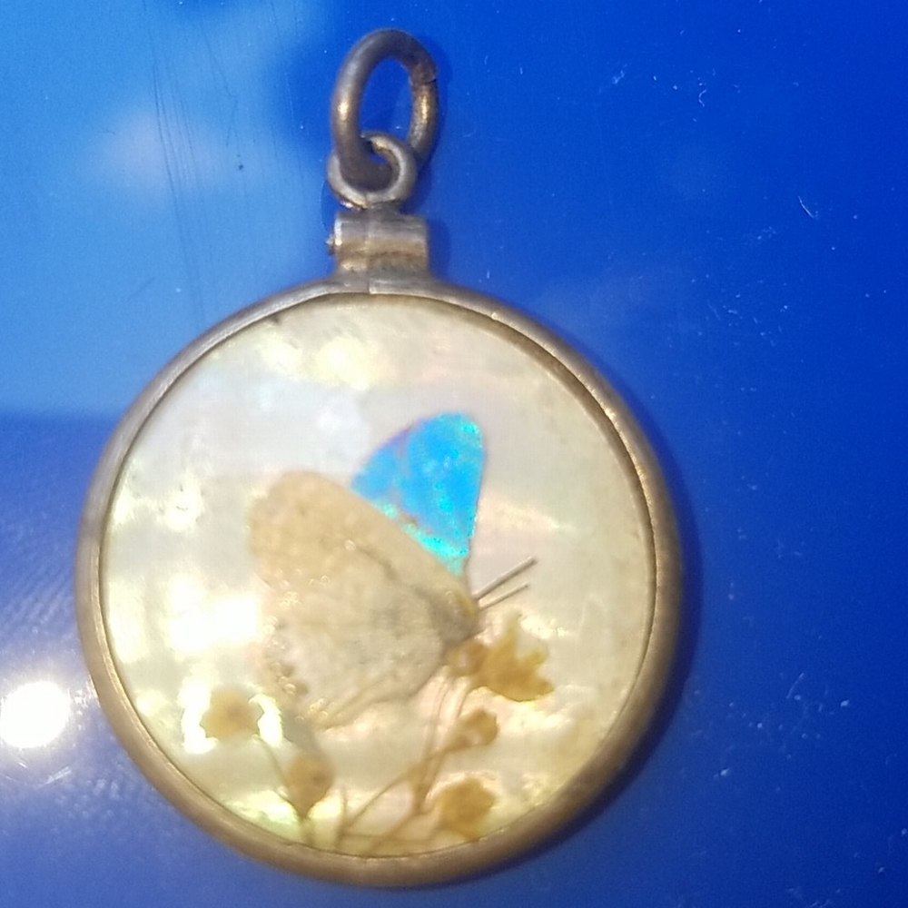 Antique opal butterfly pendant